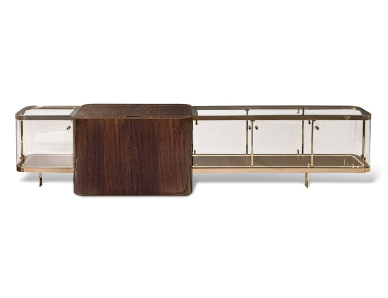 Desmond modern luxury cabinet with brown veneered wood