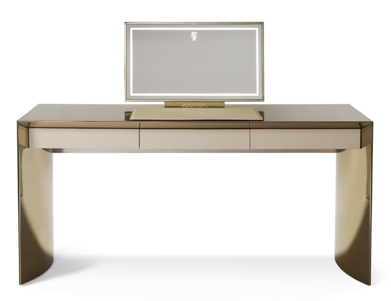 Olimpia modern luxury vanity table with gold lacquered wood