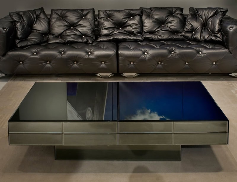 Acer Fume modern luxury coffee table with grey glass