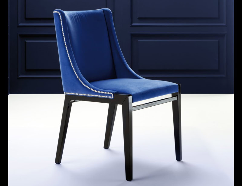 Affair modern Italian chair with blue leather