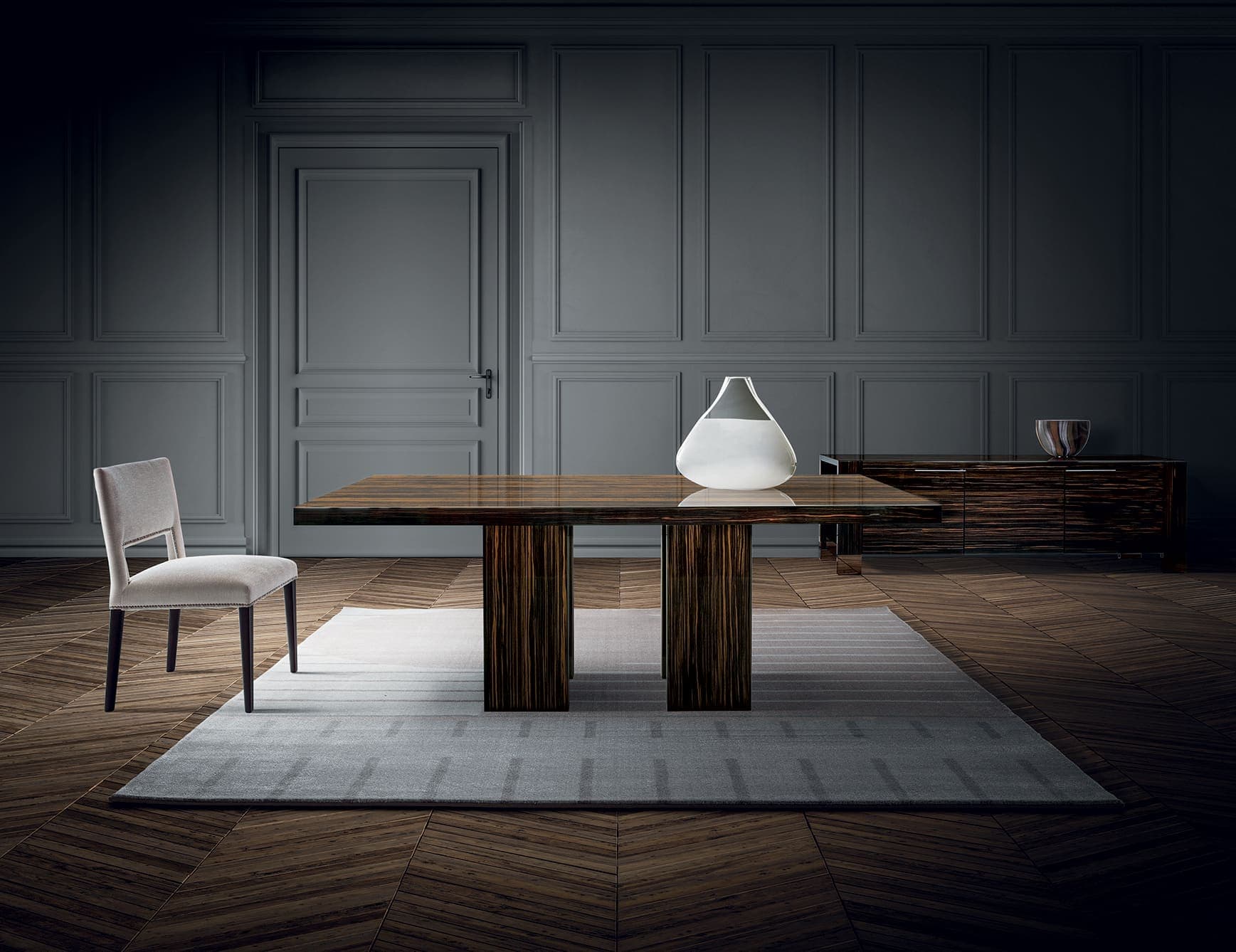 Air - Air modern Italian table with brown Ebony wood