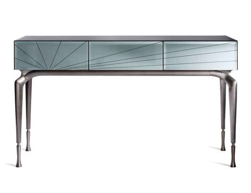 Alba modern luxury console with silver glass