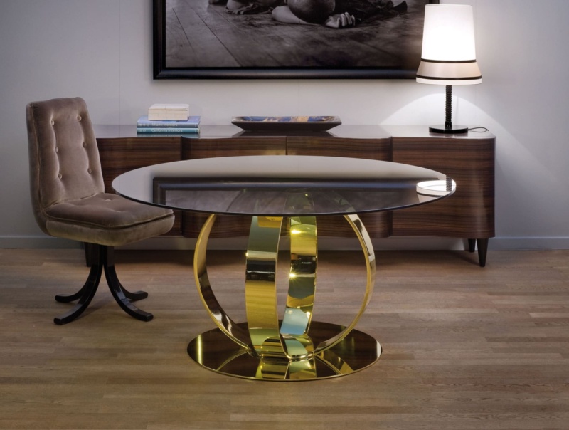 Andrew modern Italian table with gold metal