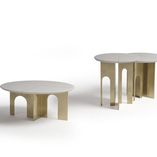 Arche modern luxury coffee table with white metal