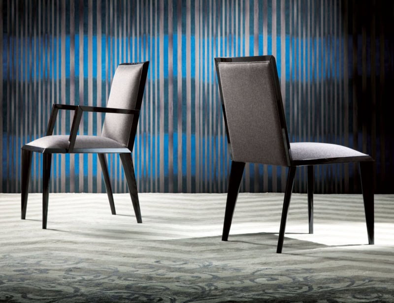 Authentic modern Italian chair with grey fabric