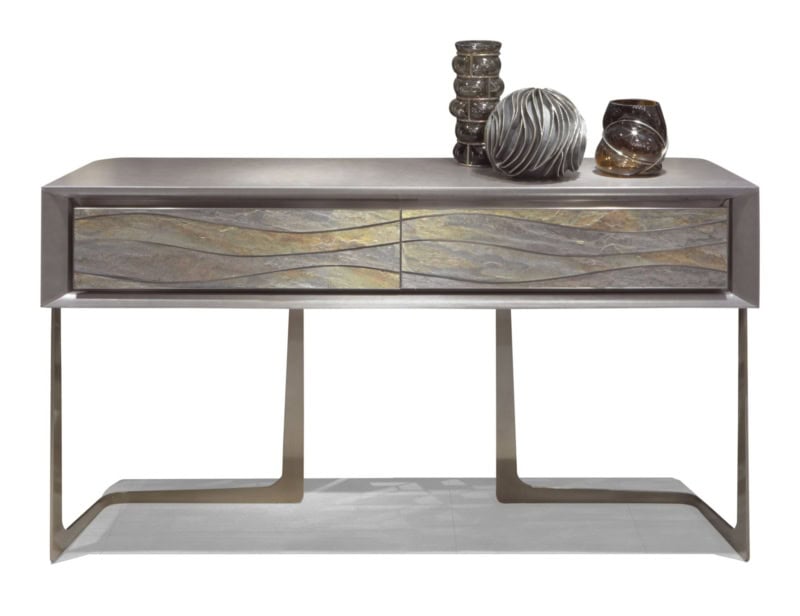 Azimut modern luxury console with grey Natural Stone marble