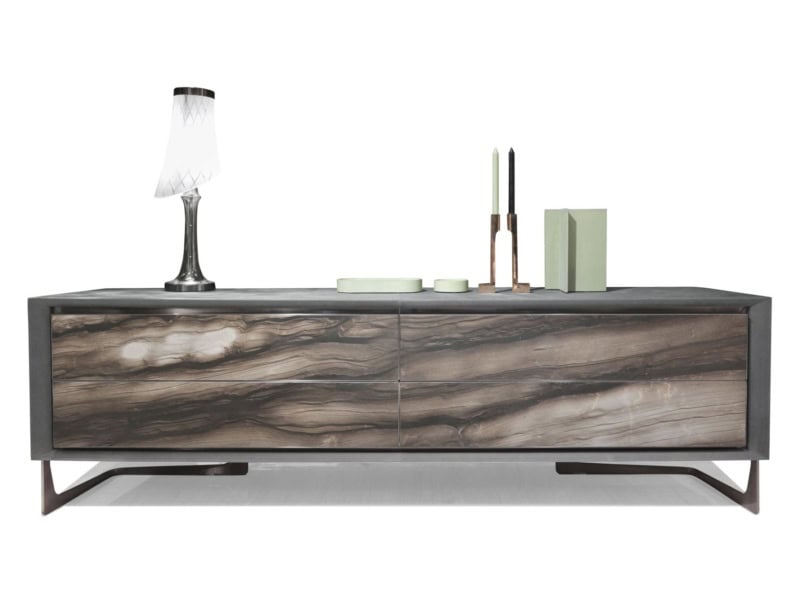 Azimut modern luxury credenza with grey Silverwave marble