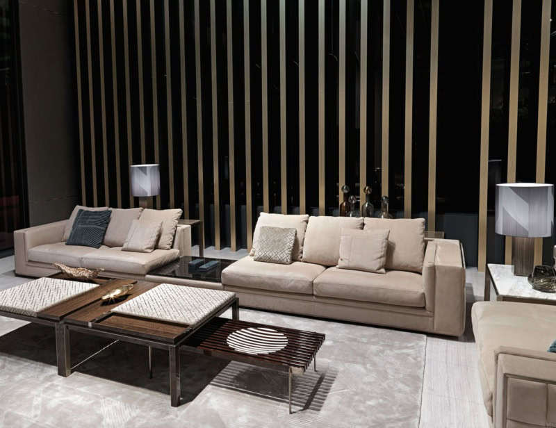 Babylon modern luxury sectional with cream leather