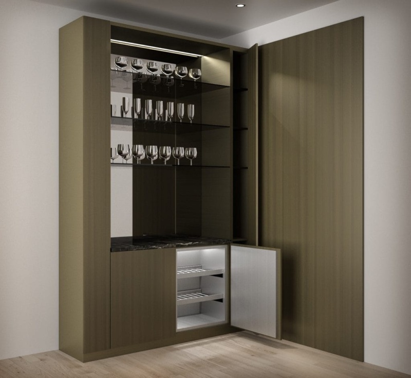 Bar Cabinet &ntilde; Custom Made modern Italian cabinet with green graphite marble