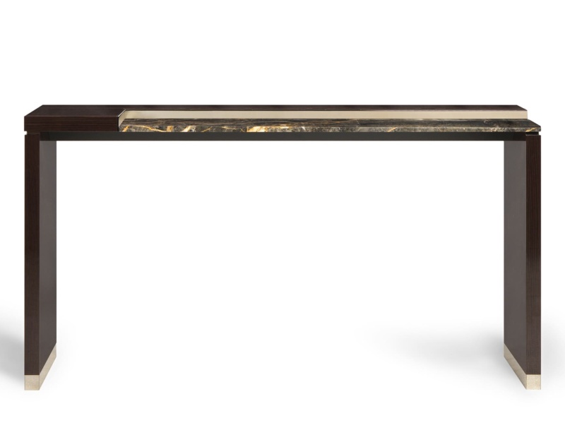 Barbican modern luxury console with brown lacquered wood