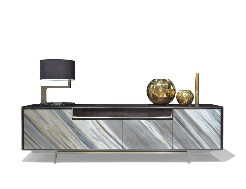 Barney modern luxury credenza with grey Crema Cielo marble