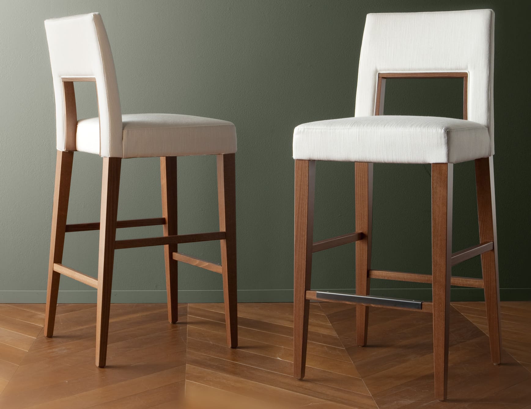 Blues - Blues modern Italian stool with white fabric