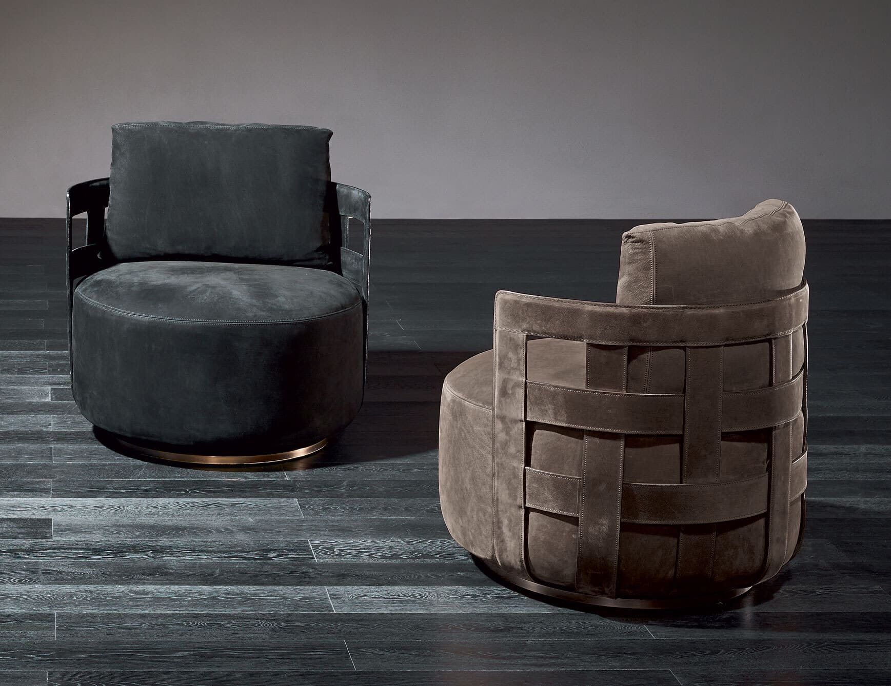 Braid - Leather lounge chairs with woven back design