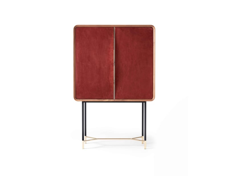 Chantal modern Italian cabinet with red leather