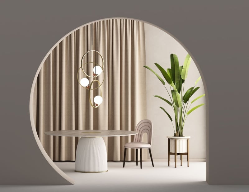 Dione Dining Room modern luxury table with white ceramic