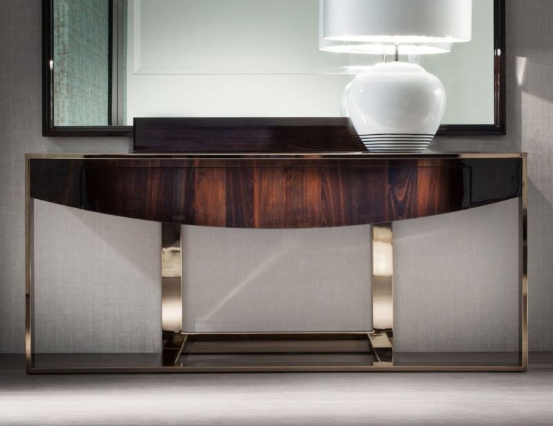 Eclipse modern Italian console with brown Castagno Tuscano wood
