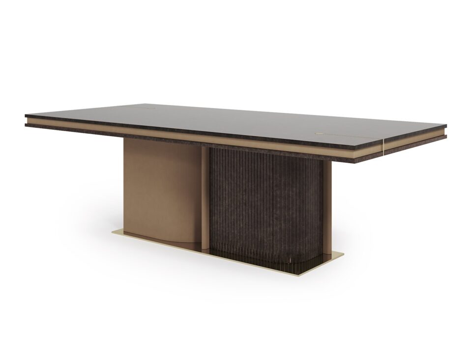 Rectangular wood dining table with solid base, Eclipse Z924 model