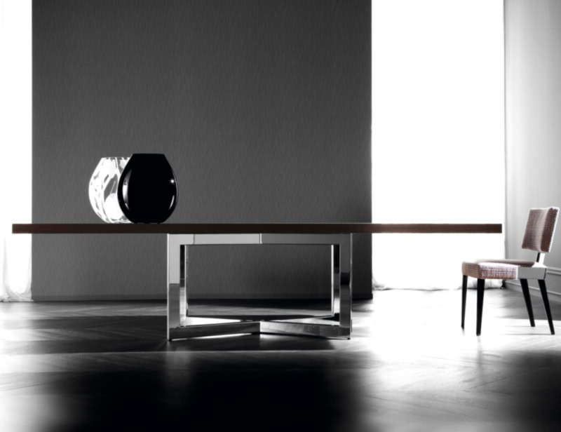 Evoque modern Italian extendable table with brown Castagno Toscano wood