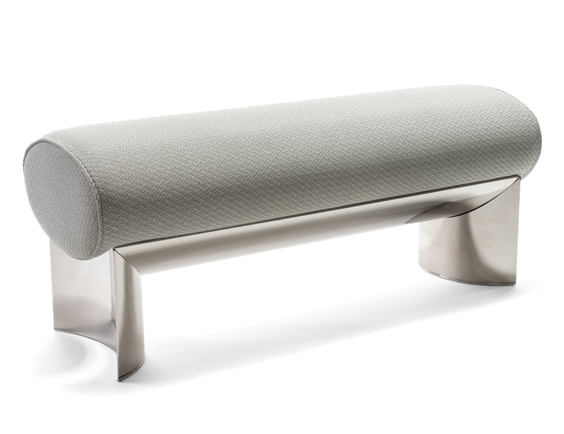 Freddie modern luxury ottoman bench with grey fabric