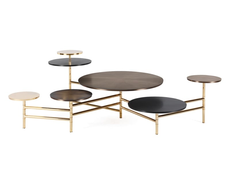 Doyle modern luxury side table with brown glass