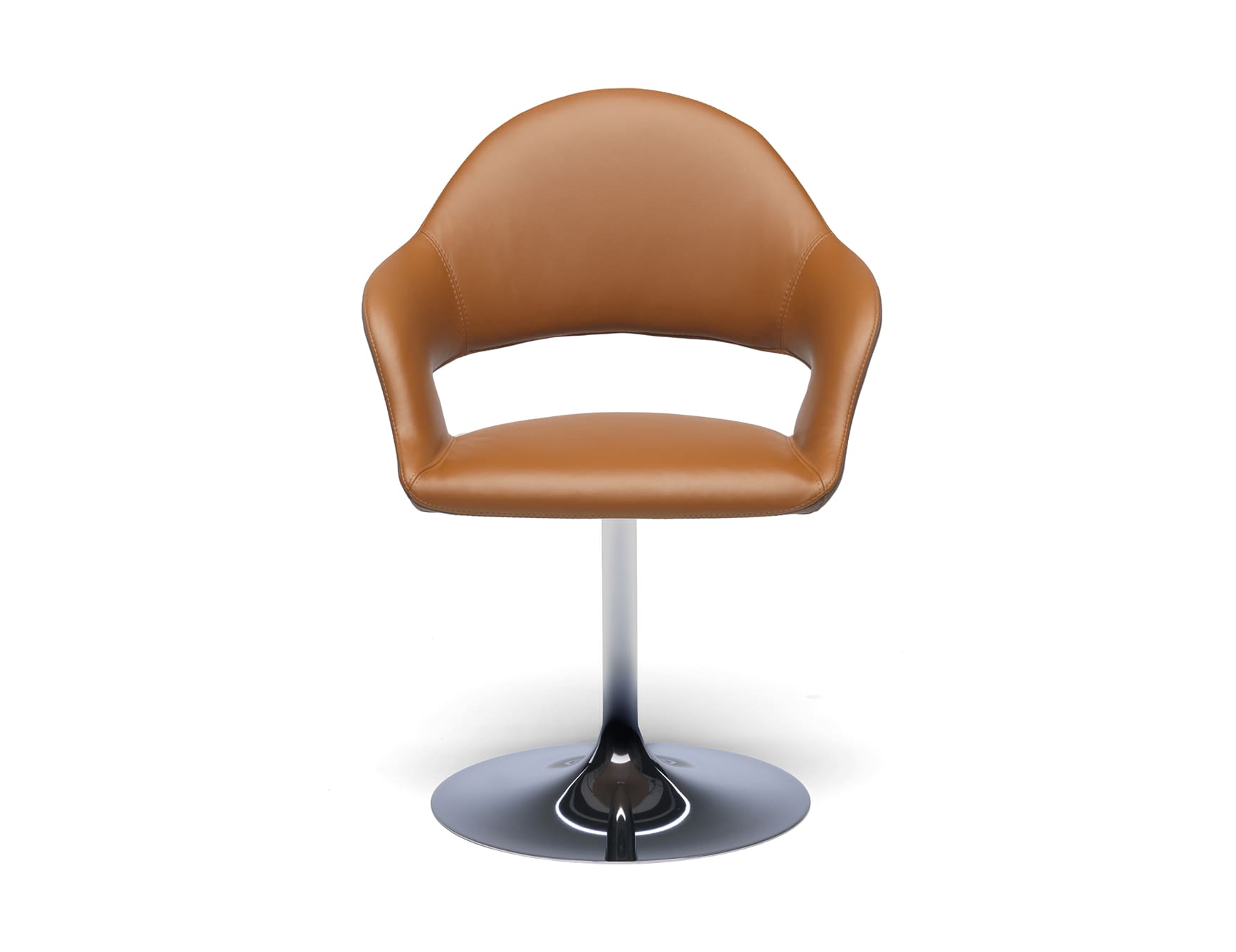 Ginevra - Ginevra leather stool with metal pedestal base