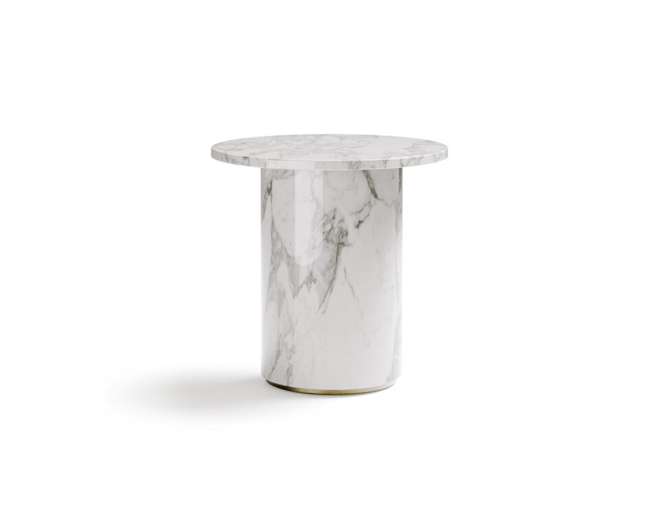 Round marble side table with Bianco Carrara finish