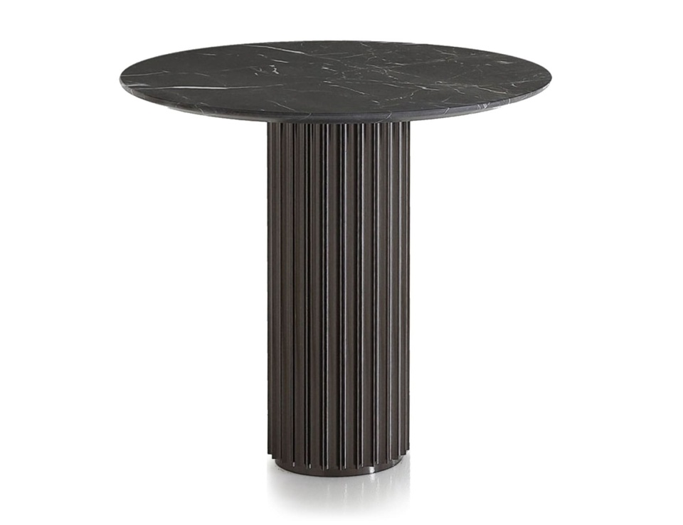Round marble side table with Emperador Dark finish