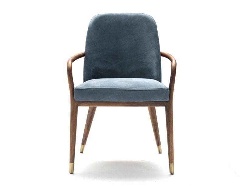 Lise modern Italian chair with blue leather