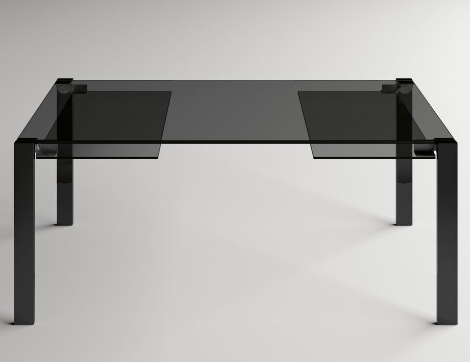 Livingstand Dark contemporary Italian extendable table with black glass