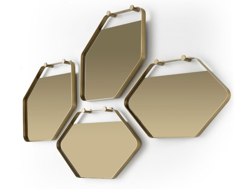 Marie modern Italian mirror with gold metal