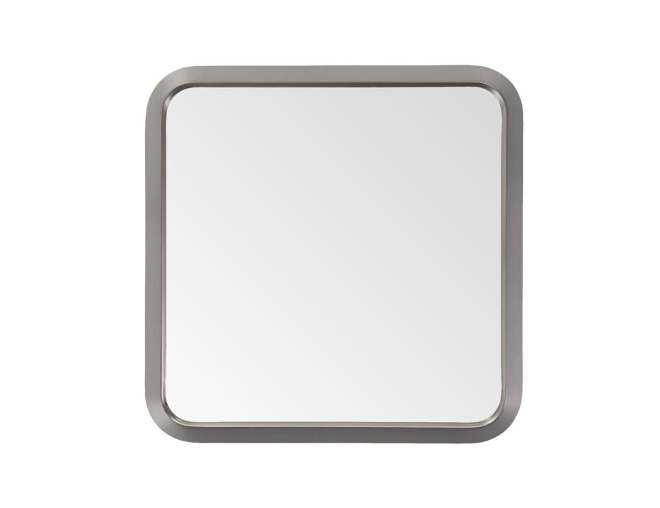 Square mirrored glass wall mirror with brushed nickel frame