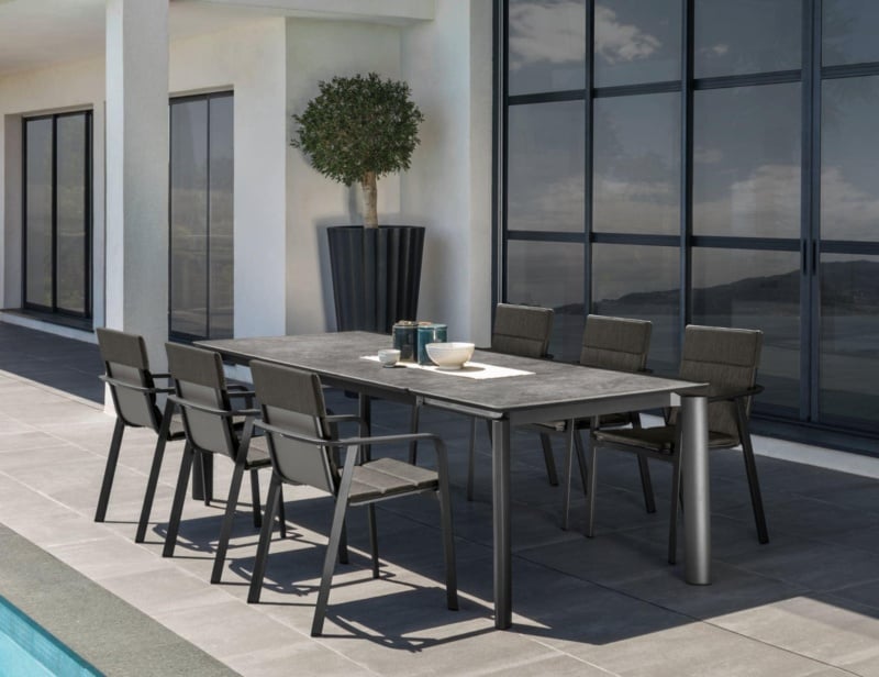 Milo contemporary Italian extendable table with grey ceramic