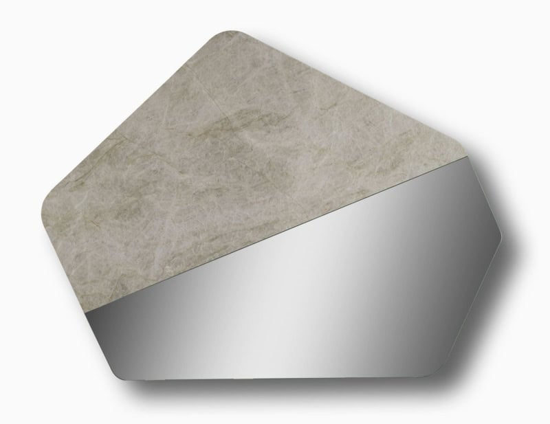 Molecole A contemporary Italian mirror with beige metal