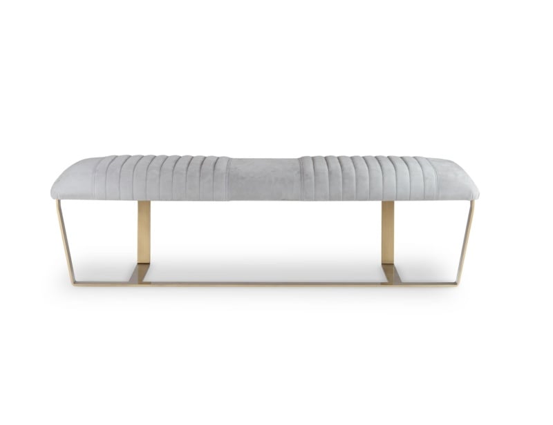 Omer modern Italian ottoman bench with white metal
