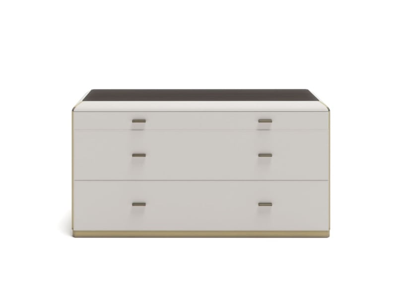 Orion contemporary Italian chest of drawers with white leather