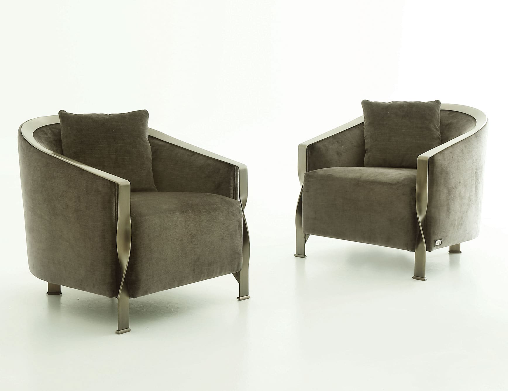 Paris - pair of leather sofa chairs with metal frame