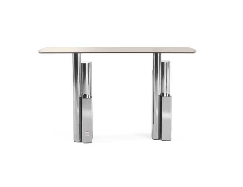 Antigua modern luxury console with silver metal