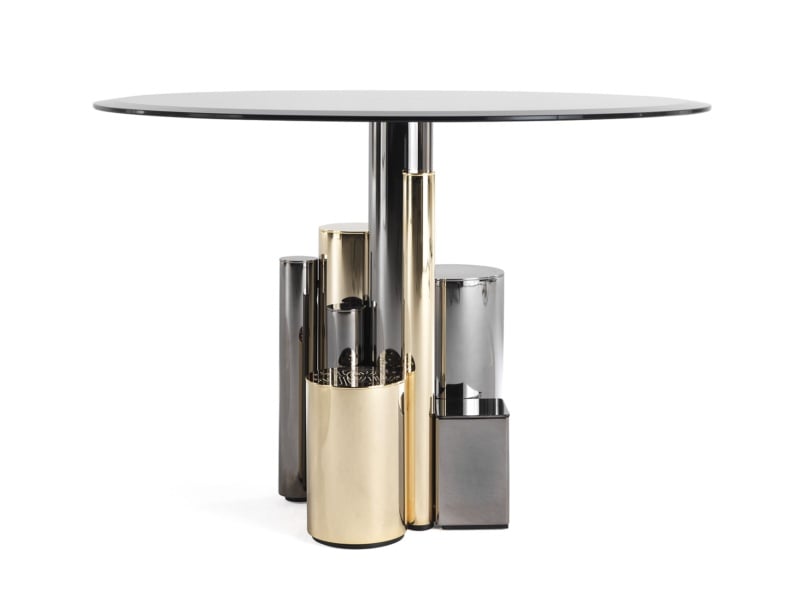 Antigua modern luxury side table with silver metal