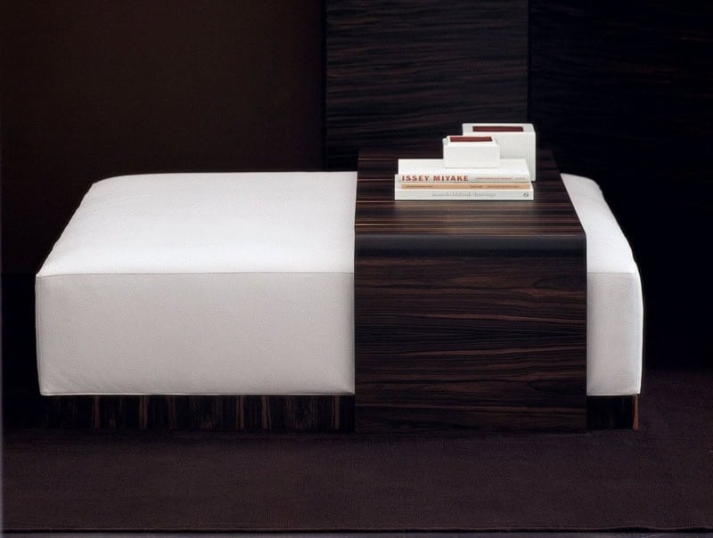 Rodin & Paris modern Italian ottoman bench with brown Ebony wood