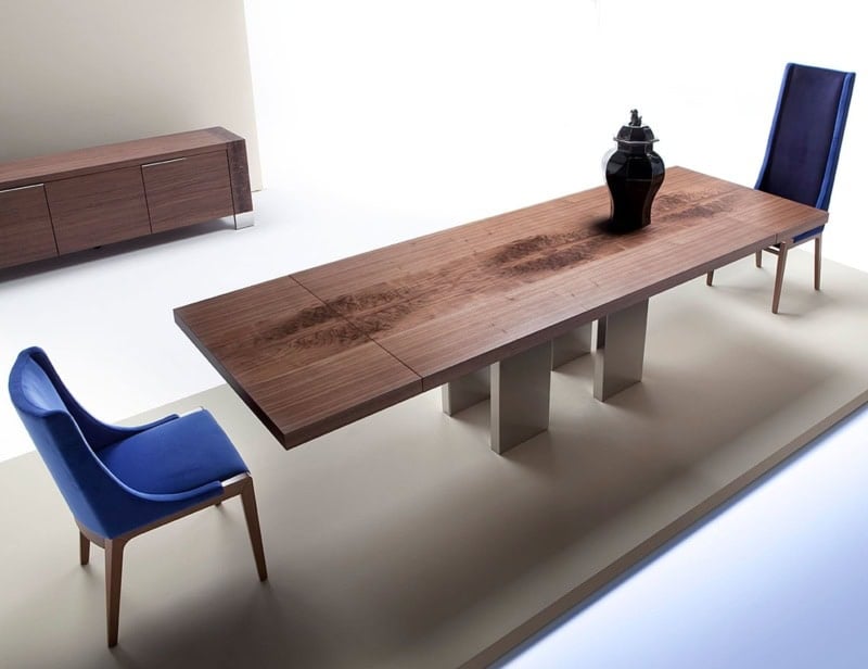 Soho Extension modern Italian extendable table with brown Walnut wood