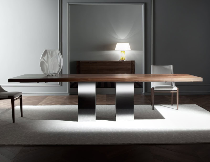 Soho modern Italian extendable table with brown Ebony wood
