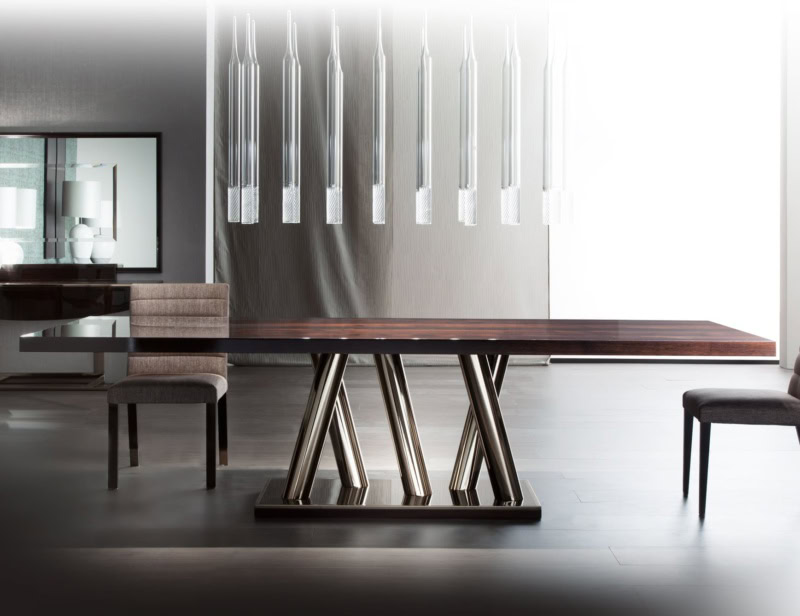 Status modern Italian extendable table with brown Ebony wood