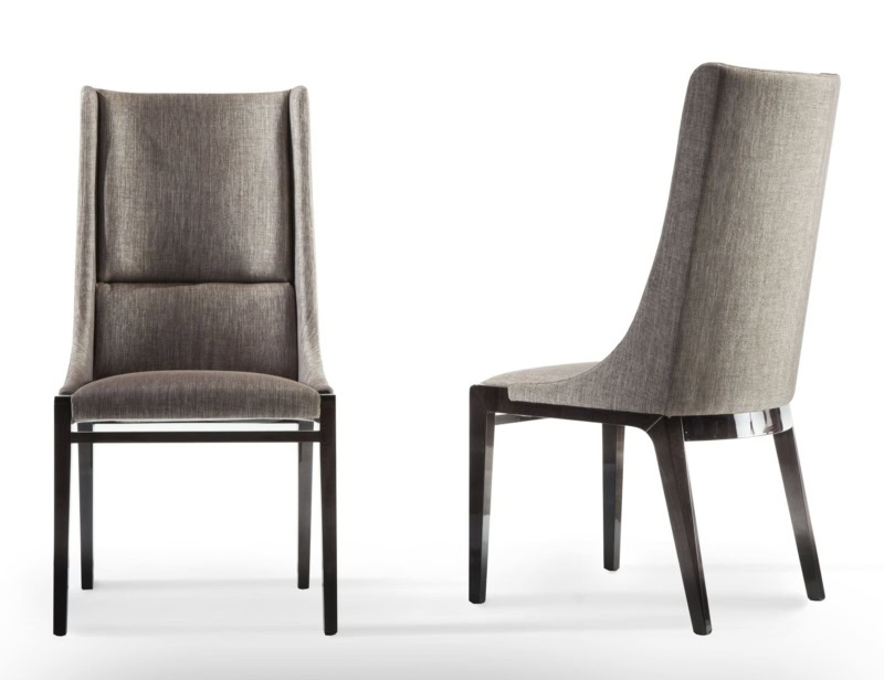 Superb modern Italian chair with brown fabric