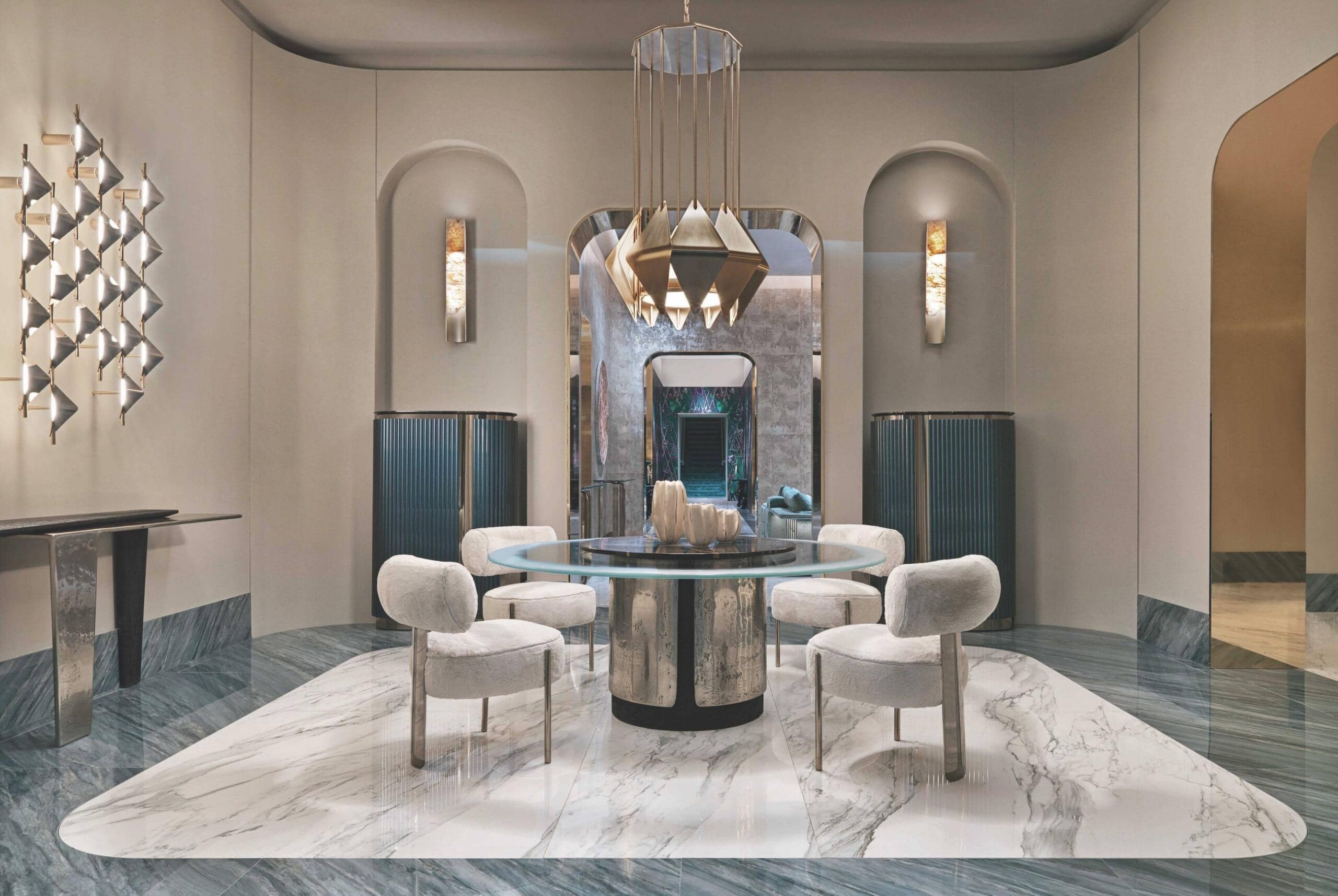 Amos Dining Room - Amos Dining Room modern luxury table with gold metal