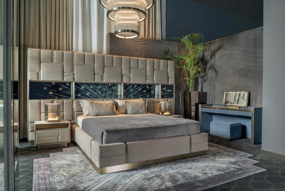 Beloved Bedroom modern luxury bed with grey leather