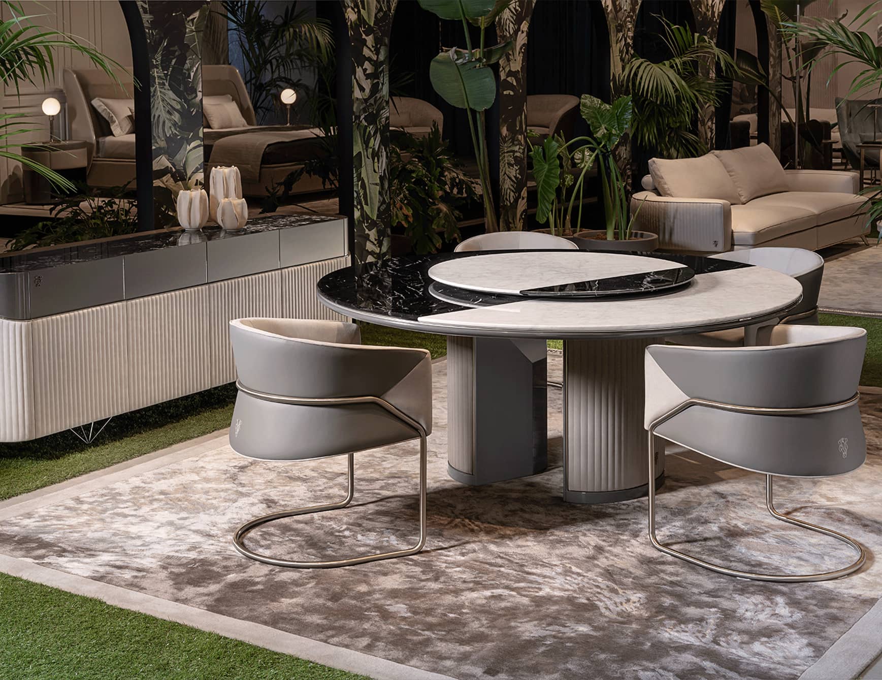 Palace Dining Room - Palace Dining Room modern luxury table with beige marble