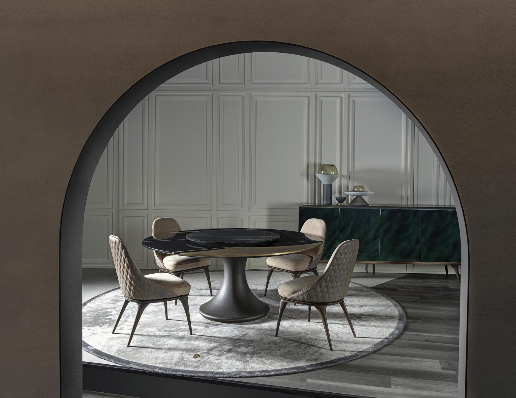 Rohan Dining Room - Rohan Dining Room modern luxury table with black leather
