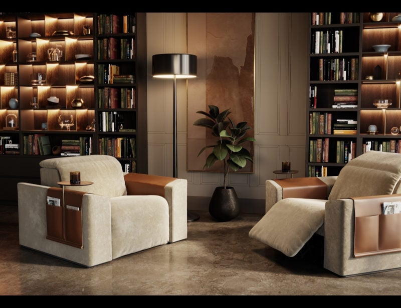 Kubrik modern luxury armchair with beige fabric