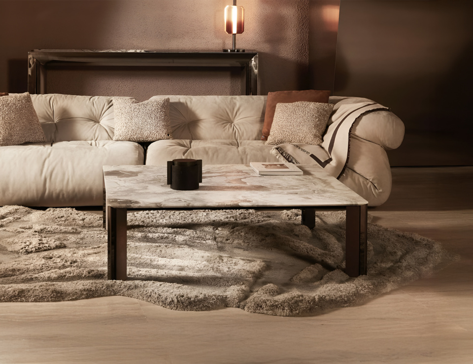 Marble coffee table with Dover White finish