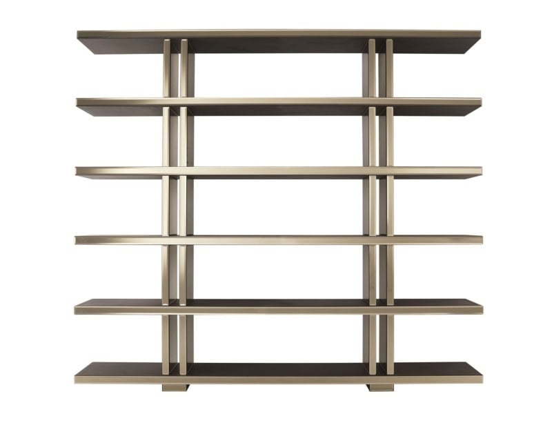 Wall modern luxury bookcase with gold mirrored glass